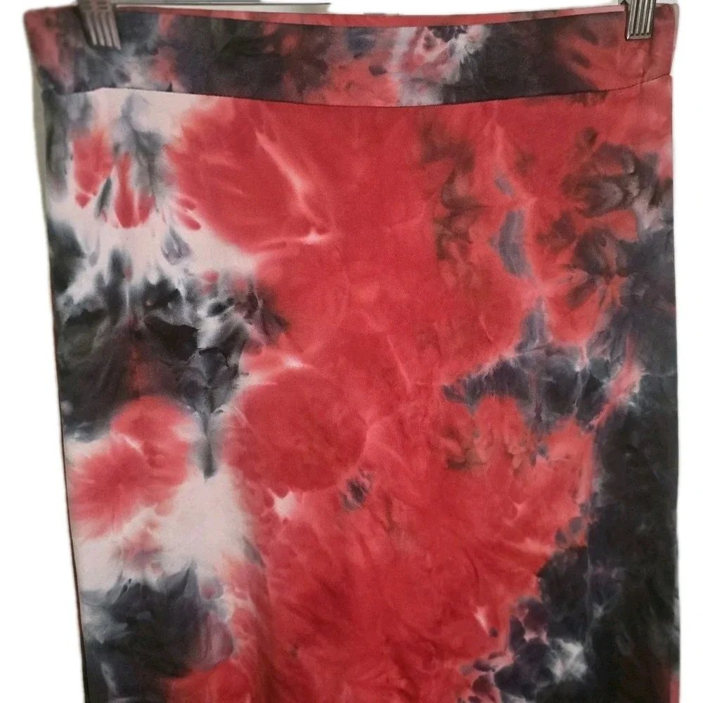Say Anything Women's‎ L Tie Dye Crop Tank & Maxi Skirt Set Red Black Stretch USA